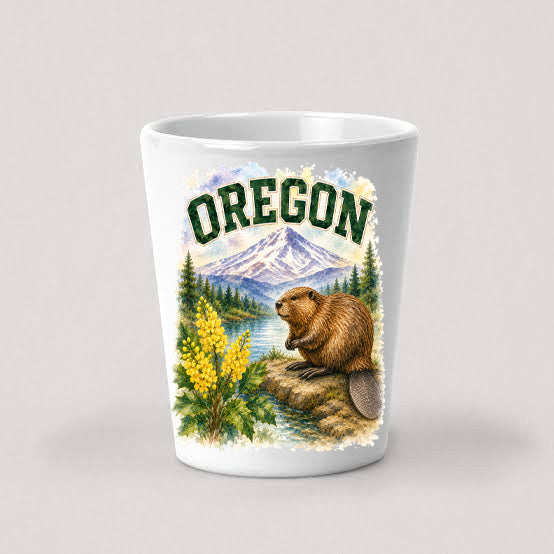 Oregon State Bird and Animal Glass Shot Glass