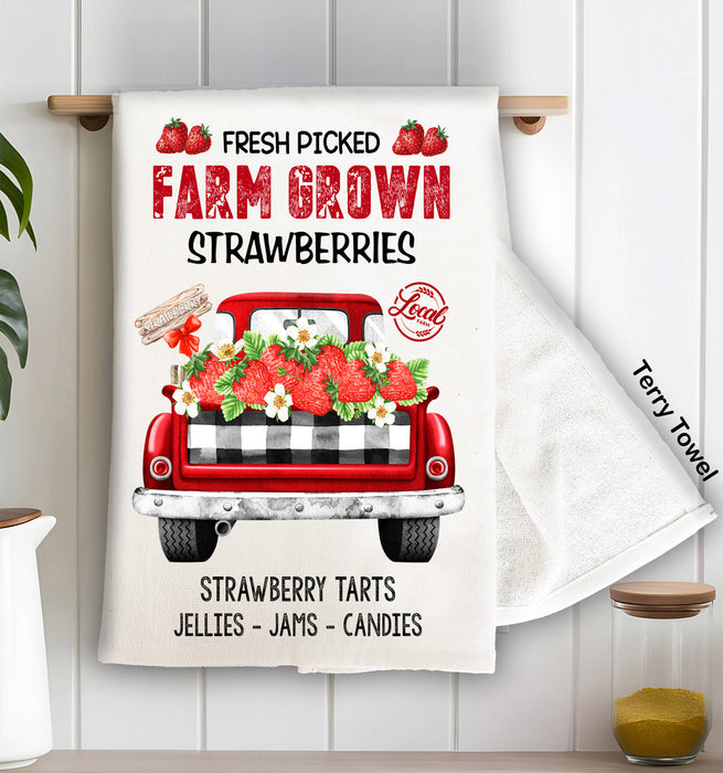 Country Farm Fresh Strawberries Red Truck Terry Cloth Towel