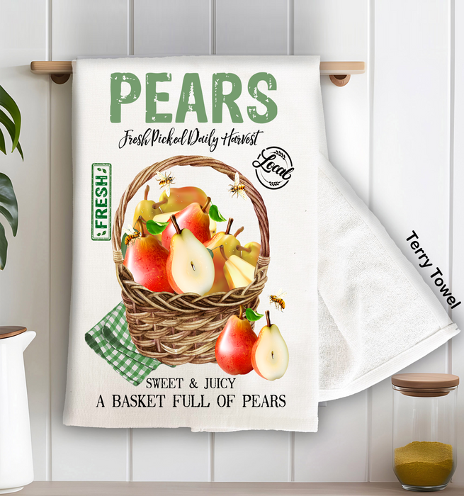 Country Farm Fresh Pears Fruit Kitchen Terry Cloth Towels