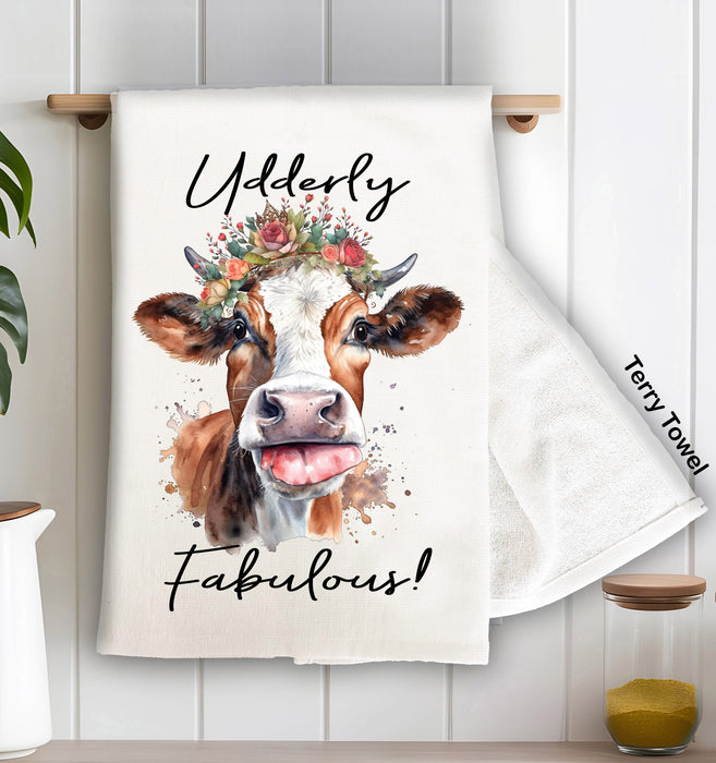 Udderly Fabulous Cow Farmhouse Terry Cloth Towel