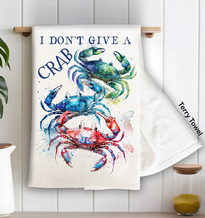Coastal Beach I Don't Give a Crab Terry Cloth Towel