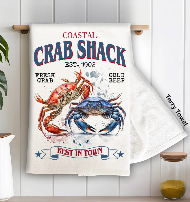 Coastal Beach Crab Shack Terry Cloth Towel