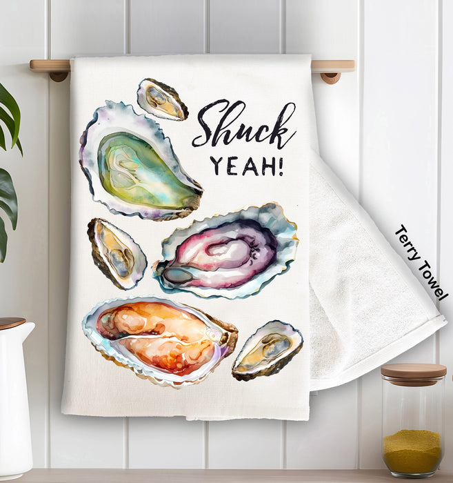 Oysters Shuck Yeah Coastal Beach Terry Cloth Towel