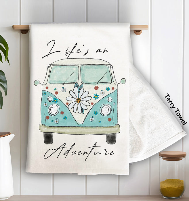 Life is an Adventure VW Bus Hippie Cotton Terry Towel