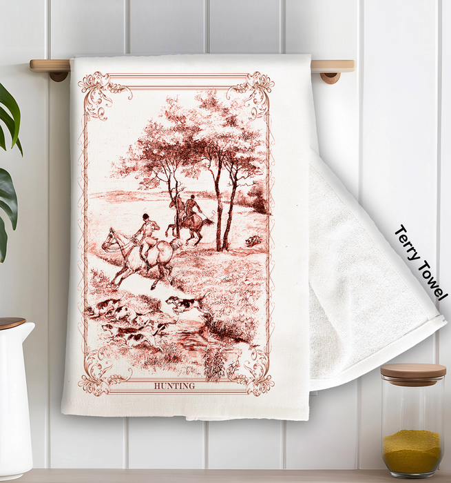 Vintage English Fox Hunting Terry Cloth Towel