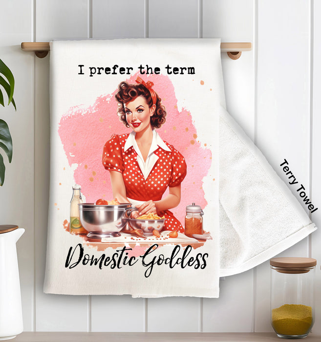 Domestic Goddess Retro Housewife Terry Cloth Towel