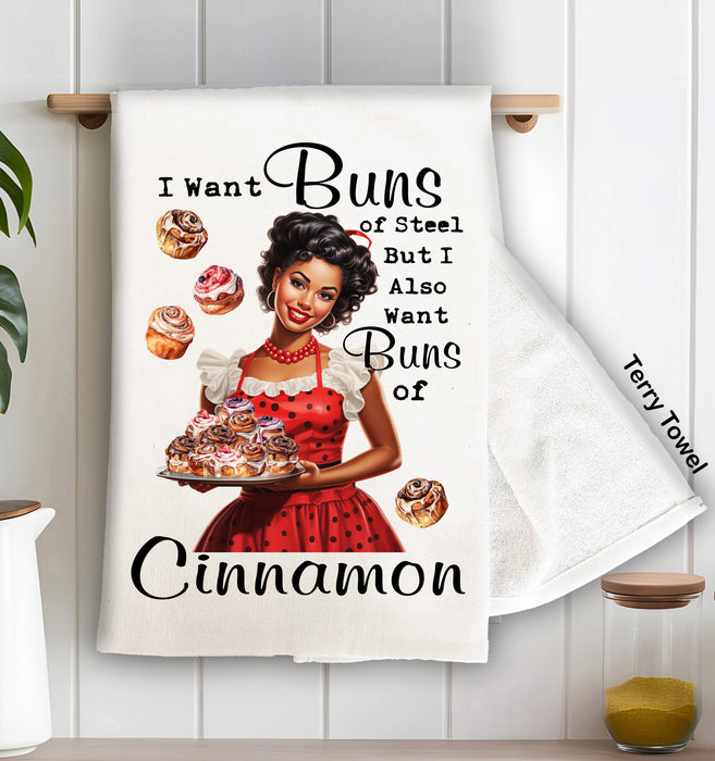 Buns of Steel Buns of Cinnamon Funny Terry Cloth Towel
