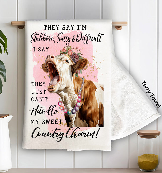 Stubborn Sassy Country Charm Cow Terry Cloth Towel