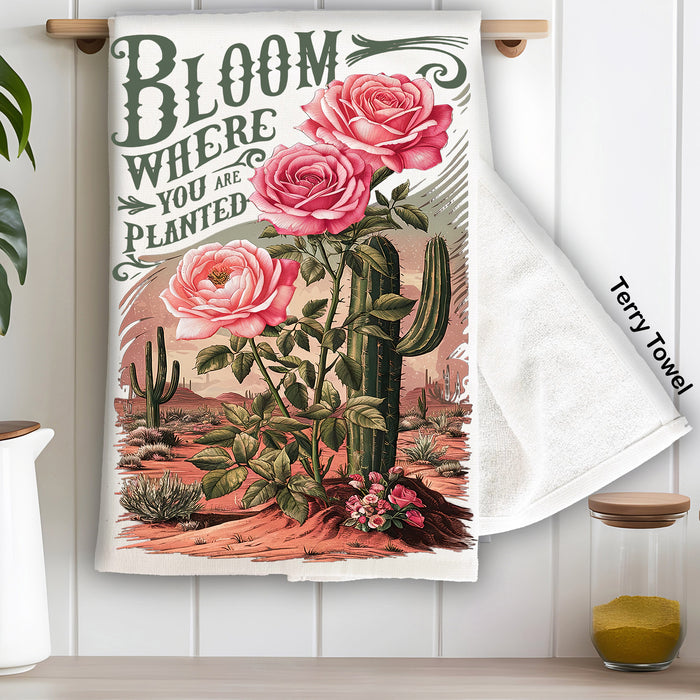 Bloom Where Planted Western Spiritual Kitchen Terry Towel