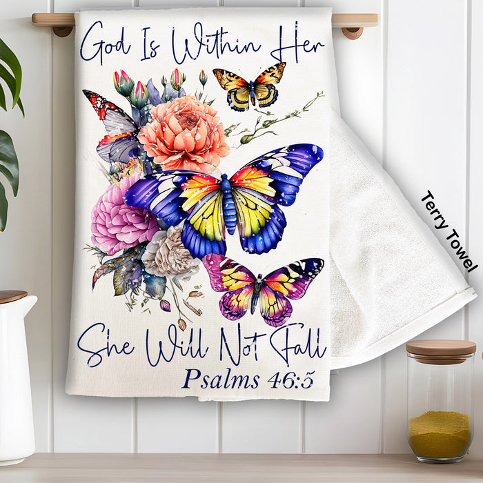 She Will Not Fall Butterfly Spiritual Kitchen Terry Towel
