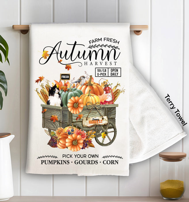 Farm Fresh Fall Autumn Harvest   Terry Towel