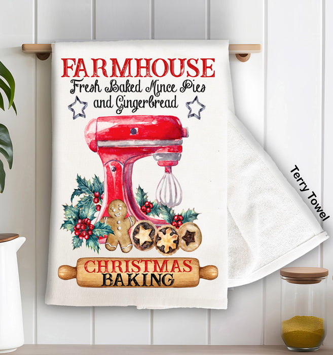 Christmas Farmhouse Gingerbread Mixer Kitchen Terry Towel
