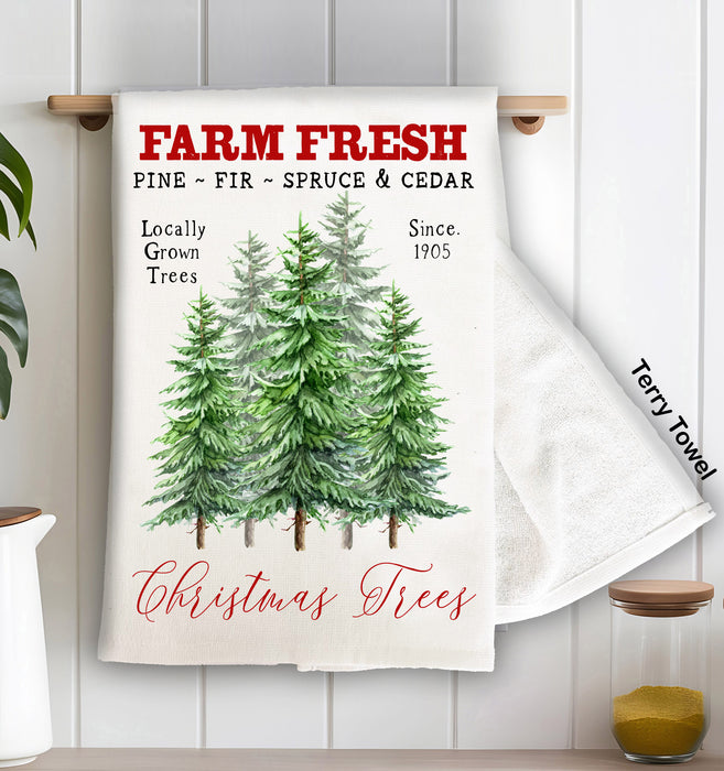 Christmas Trees Farm Fresh  Terry Towel