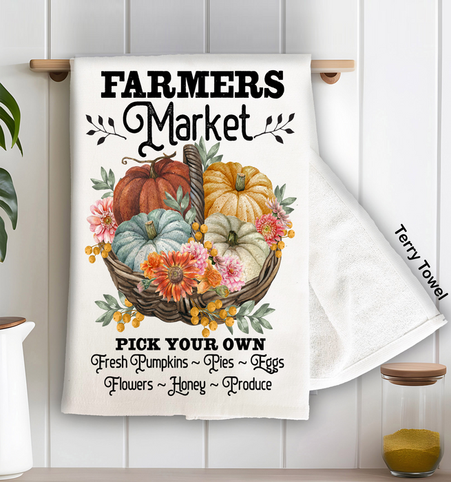 Autumn Fall Farmers Market Pumpins Terry Cloth Towel