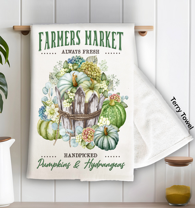 Autumn Fall Farmers Market Hydrangeas Terry Cloth Towel