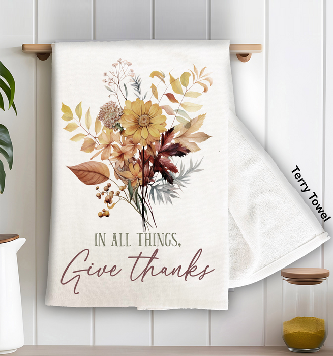 Autumn Fall Give Thanks Terry Towel