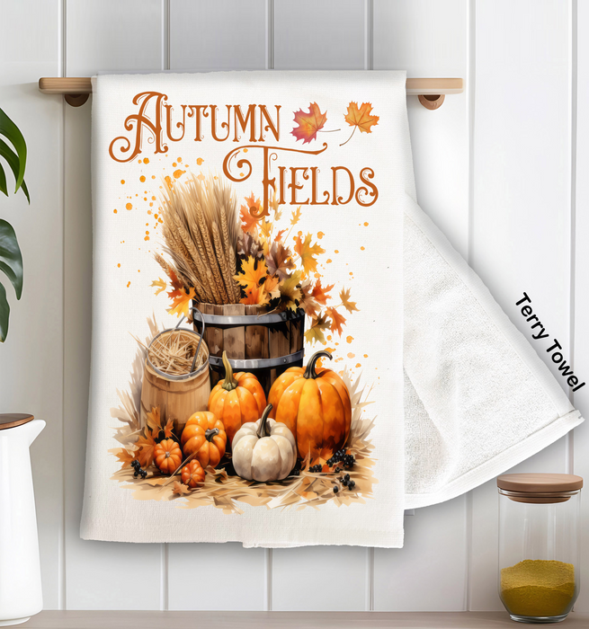 Autumn Fields Pumpkin Harvest Terry Towel