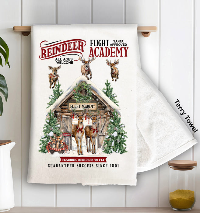 Christmas Reindeer Flight Academy Terry Towel