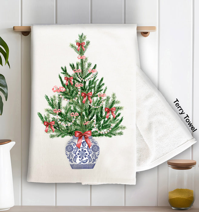 Chinoiserie Christmas Tree Terry Towel