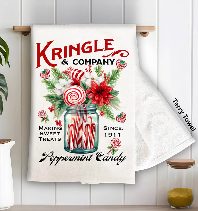 Christmas Kringle Peppermint Candy Terry Towel
