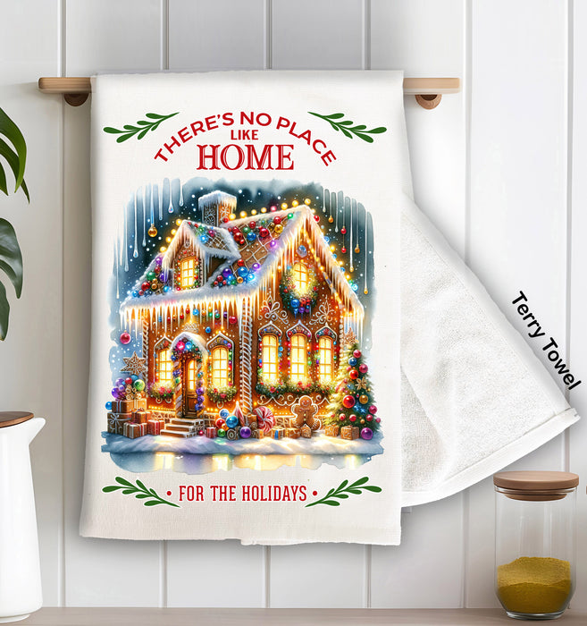Christmas No Place Like Home Gingerbread Terry Towel