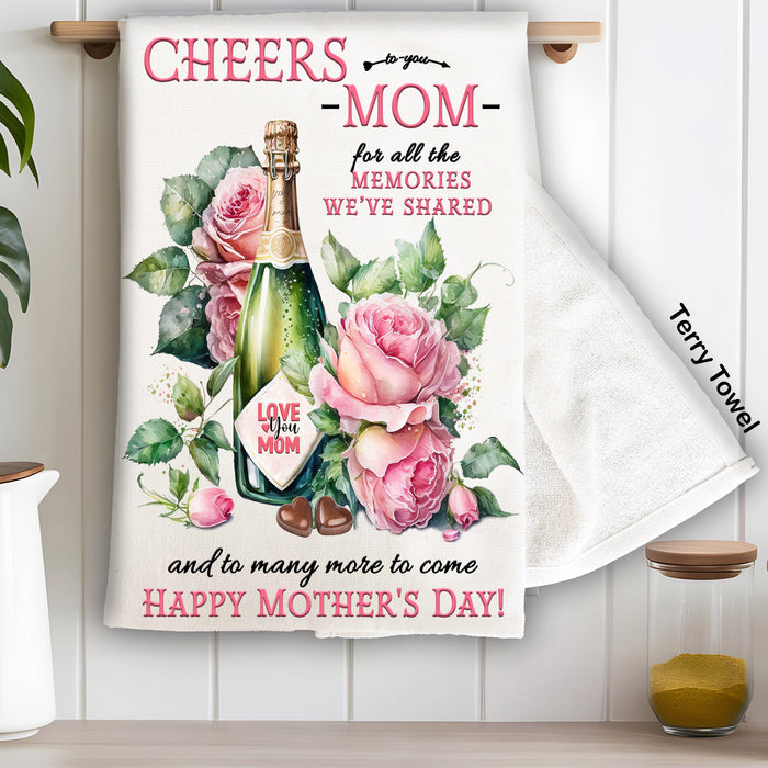 Cheers to Mom Mothers Day Kitchen Terry Towel