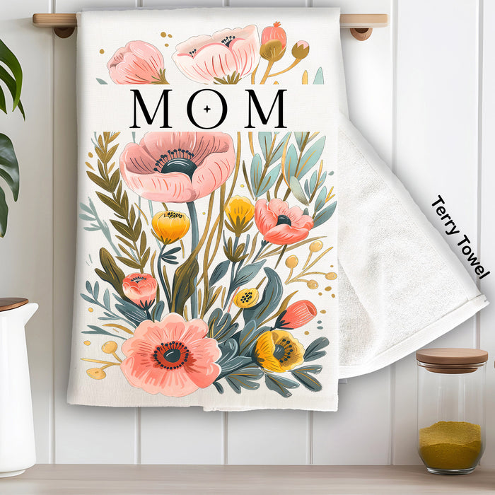 Mothers Day Mom Flowers Kitchen Terry Towel
