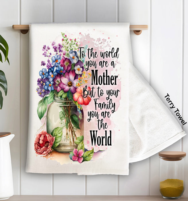 Mother's Day Mother is Our World  Kitchen Terry Towel