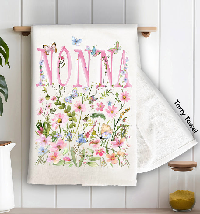 Mother's Day Wild Flowers Nonna Kitchen Terry Towel