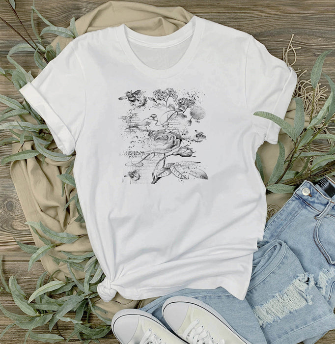 Vintage Shabby Chic Birds & Bees T-Shirt