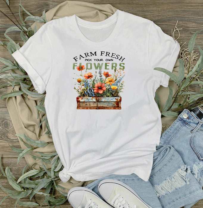 Farm Fresh Field Country Flowers T-Shirt
