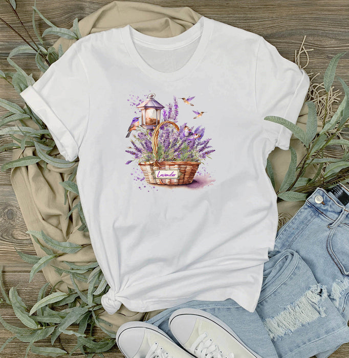 Basket of Lavender Humming Birds T-Shirt