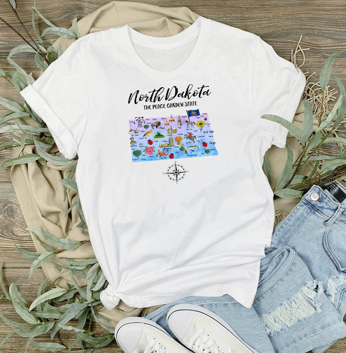 North Dakota State Map T-Shirt