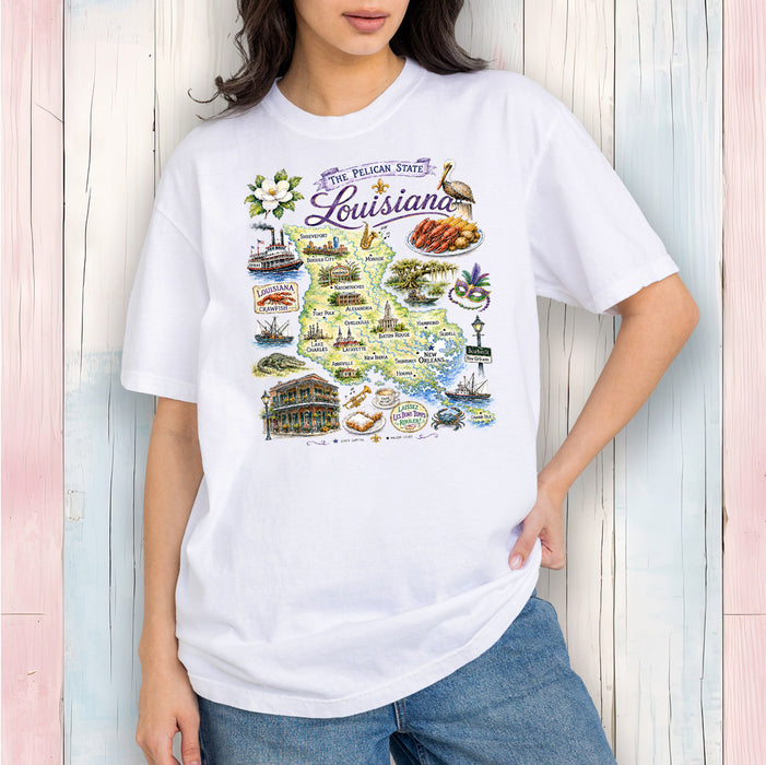 Louisiana State Map Souvenir T-Shirt