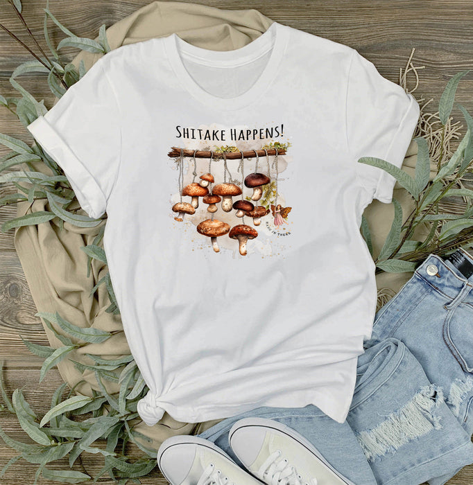 Shitake Happens Mushrooms Funny T-Shirt