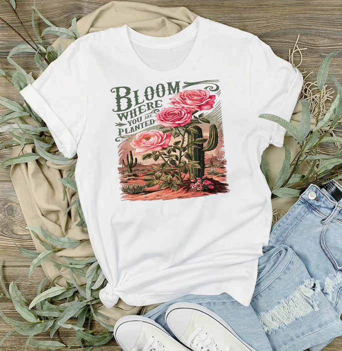 Bloom Where Planted Western Spiritual T-Shirt