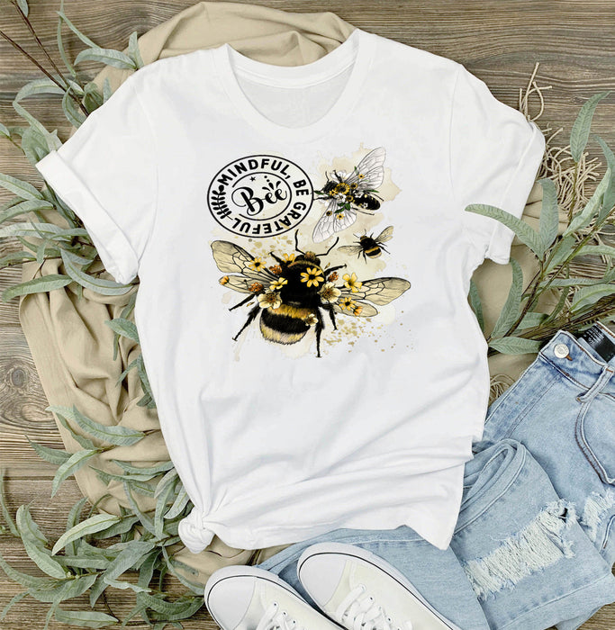 Bee Mindful Be Grateful Spiritual T-Shirt