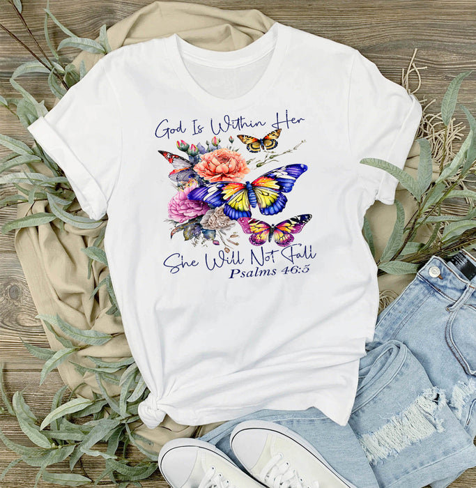 She Will Not Fall Butterfly Spiritual T-Shirt