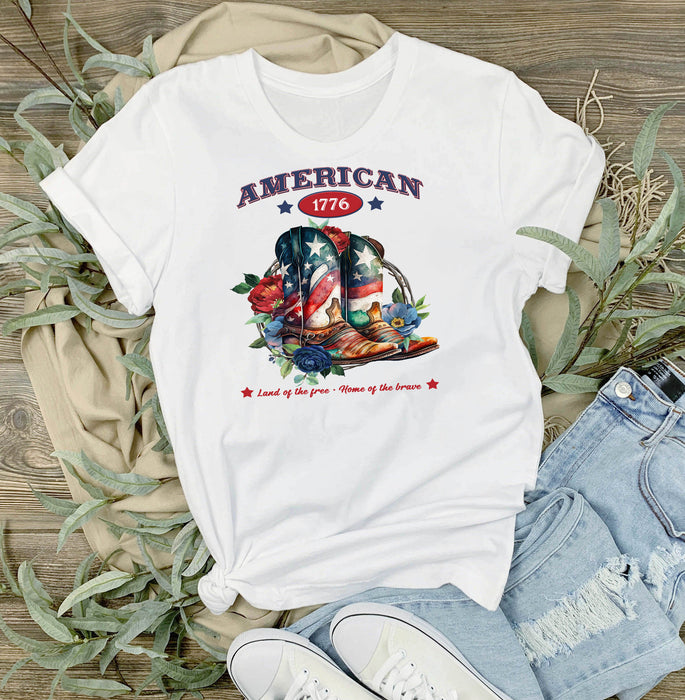 American Patriotic Western Cowboy Boots T-Shirt