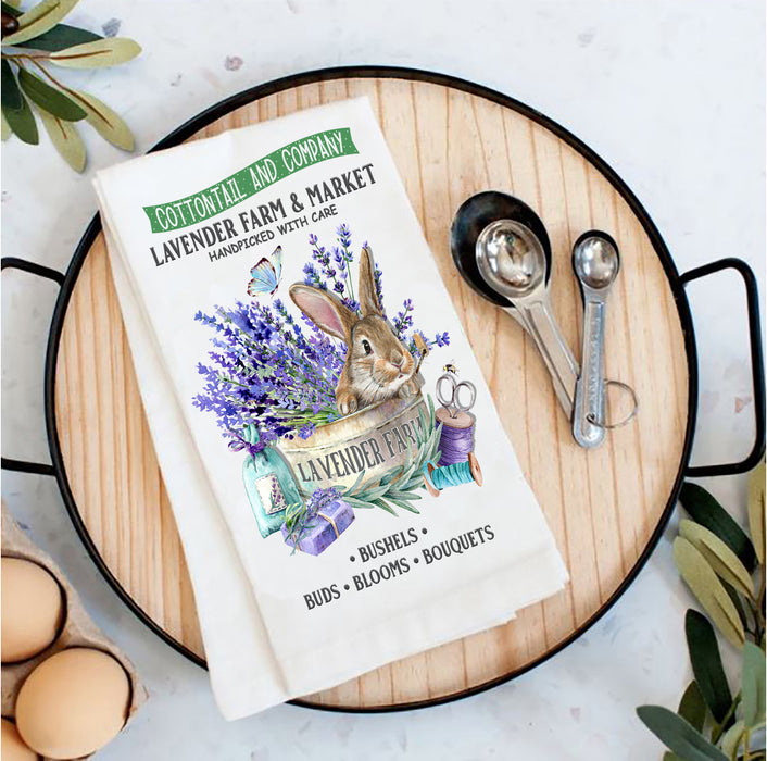 Lavender Farm Bunny Tea Towel
