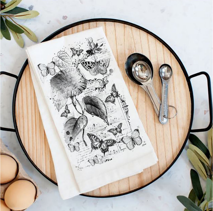 Vintage Shabby Chic Butterfly Tea Towel