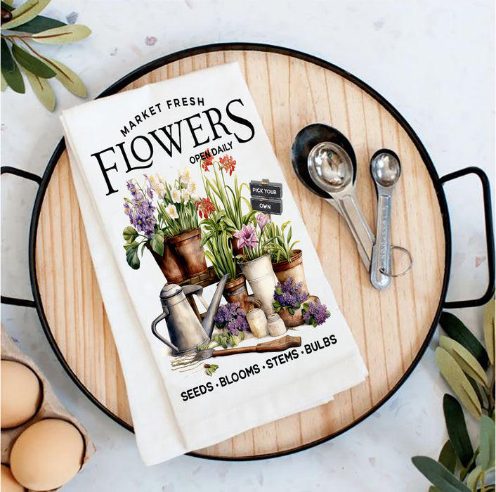 Market Fresh Garden Flowers Tea Towel