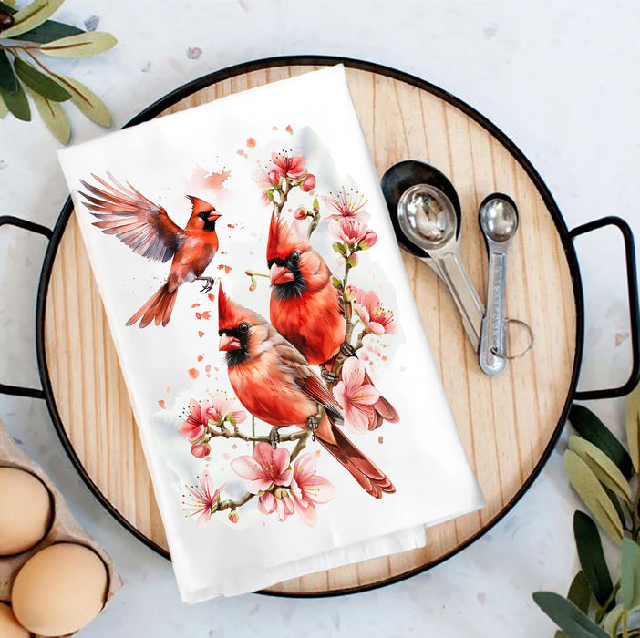 Spring Cardinals Tea Towel