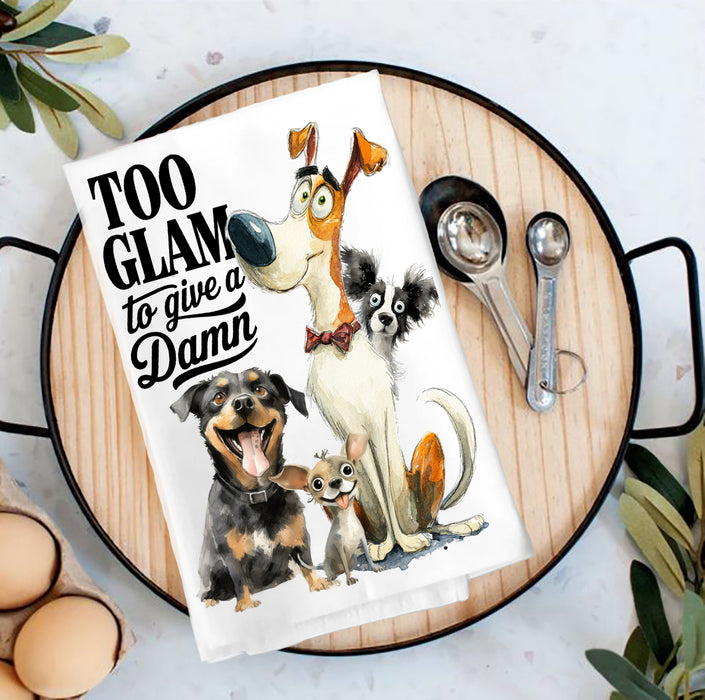 Dog Too Glam to Give a Damn Tea Towel