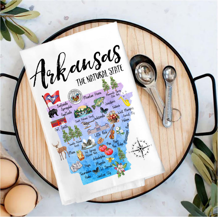 Arkansas State Map Tea Towel