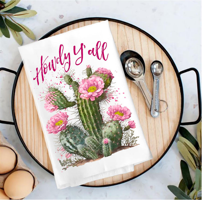 Howdy Y'all Cactus Western Tea Towel