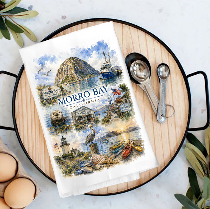 Morro Bay  Collage Tea Towel
