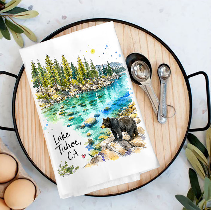 Black Bear Lake Scene Lake Tahoe Tea Towel