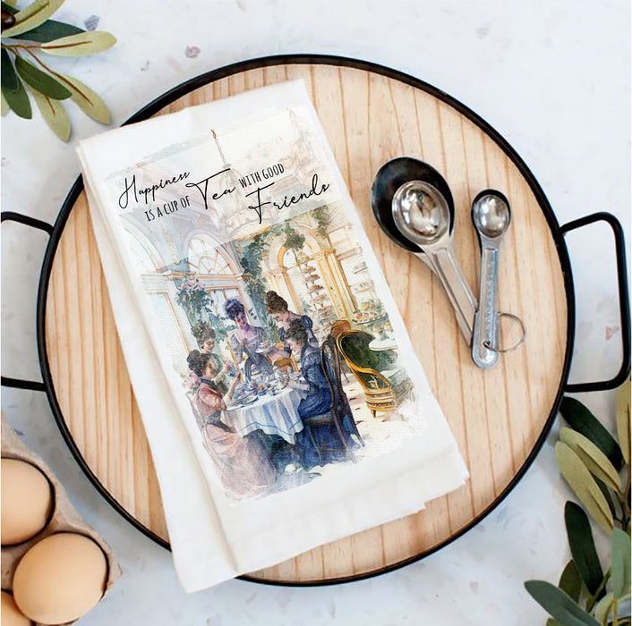 Victorian Happiness Tea with Friends Tea Towel