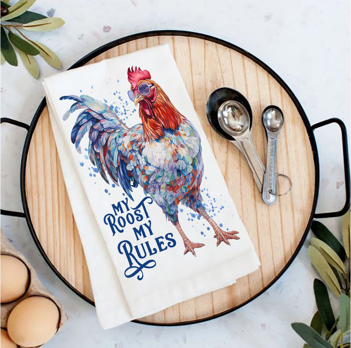 My Roost My Rules Country Rooster Tea Towel